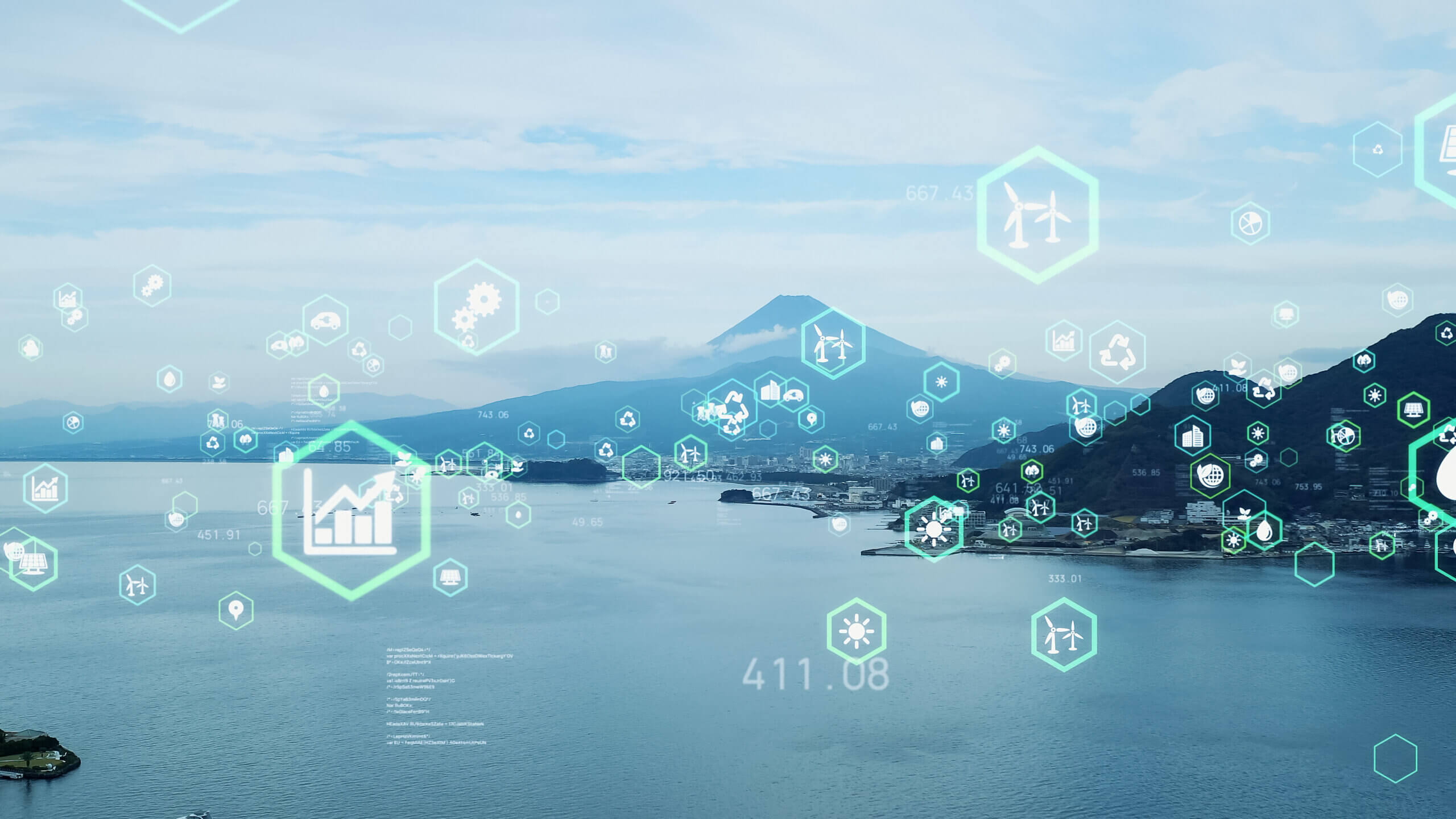 lake with security, log, snowflake icons